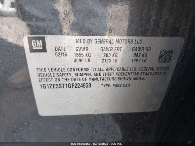 1G1ZE5ST1GF224858 Chevrolet MALIBU 1LT