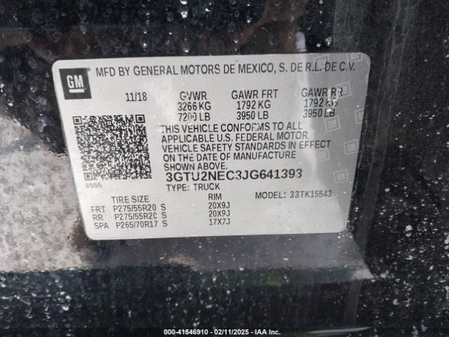 3GTU2NEC3JG641393 GMC Sierra 1500 Slt