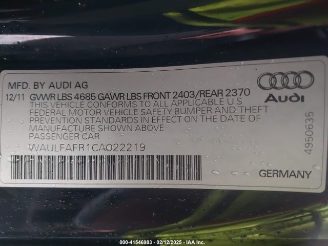 2012 AUDI A5 WAULFAFR1CA022219 Photo 8