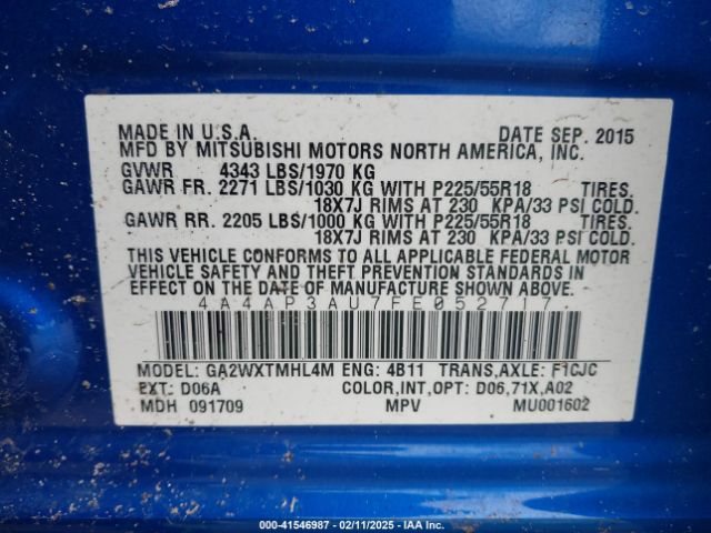 2015 MITSUBISHI OUTLANDER SPORT 4A4AP3AU7FE052717 Photo 8