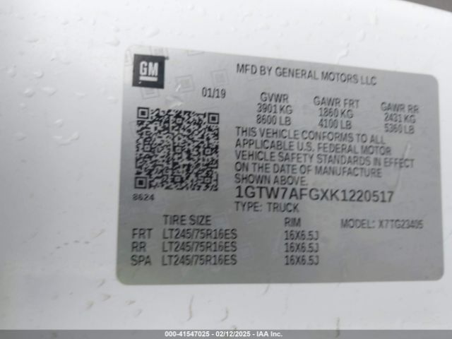 1GTW7AFGXK1220517 GMC Savana 2500 Work Van