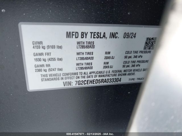 7G2CEHED5RA033304 Tesla Cybertruck