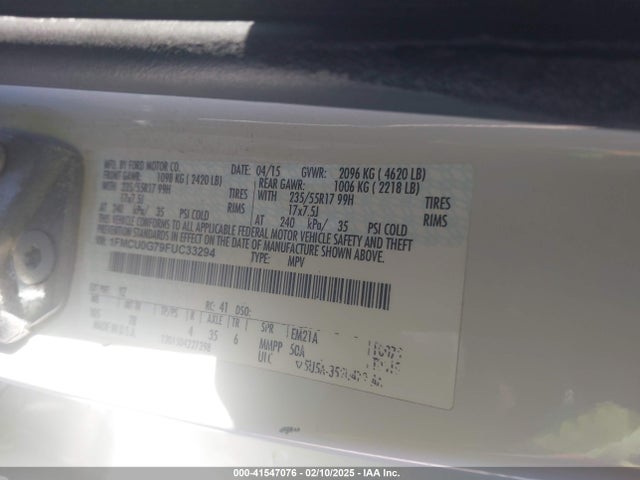Ford ESCAPE SE 2015 1FMCU0G79FUC33294 Image 9