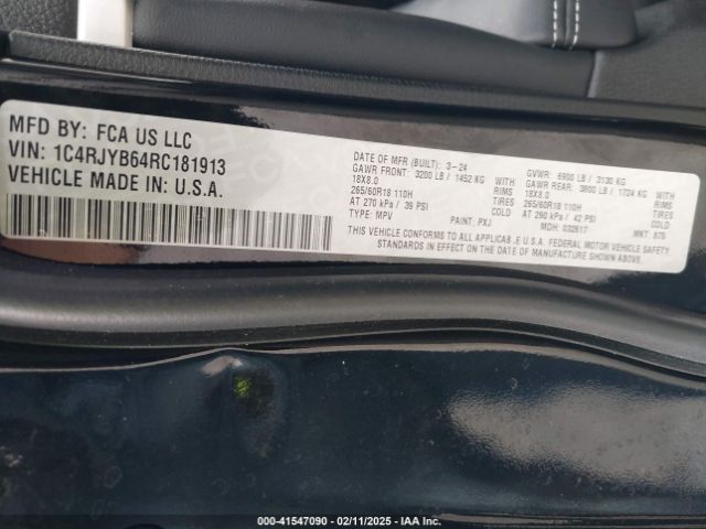 1C4RJYB64RC181913 Jeep Grand Cherokee 4xe