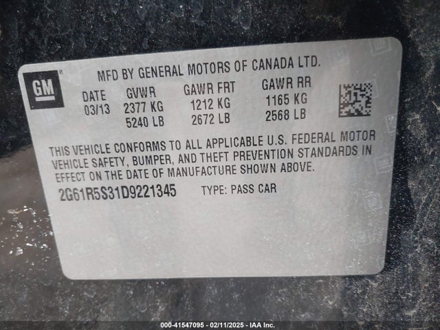 2013 CADILLAC XTS 2G61R5S31D9221345 Photo 8