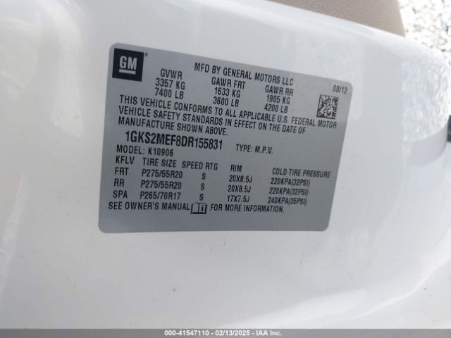 2013 GMC YUKON XL 1500 1GKS2MEF8DR155831 Photo 8