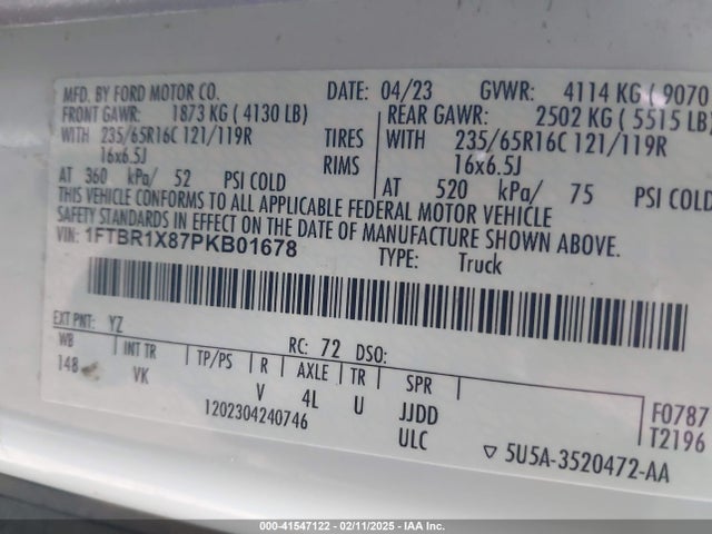 Ford Transit-250 2023 1FTBR1X87PKB01678 Image 4