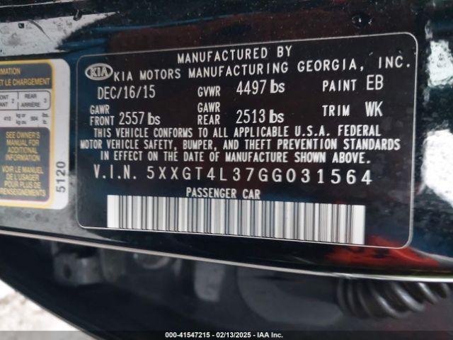 5XXGT4L37GG031564 KIA Optima Lx