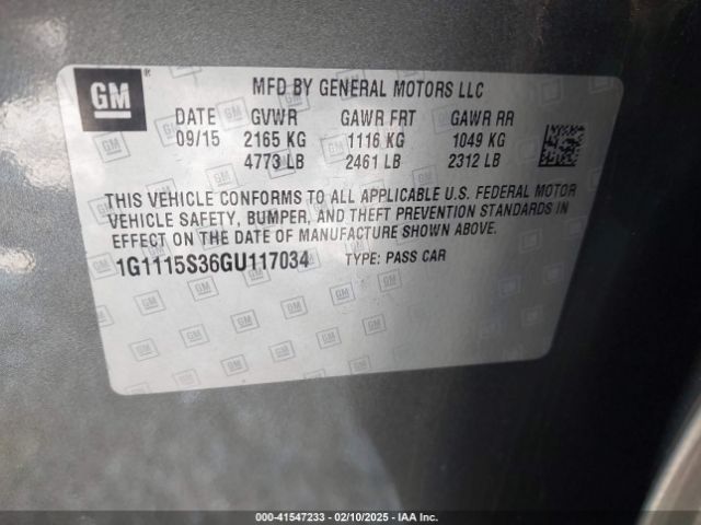 1G1115S36GU117034 Chevrolet Impala 2lt