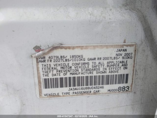 2008 MITSUBISHI LANCER JA3AU16U88U045246 Photo 8