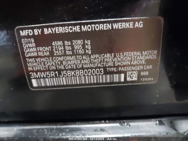 3MW5R1J58K8B02003 BMW 330I
