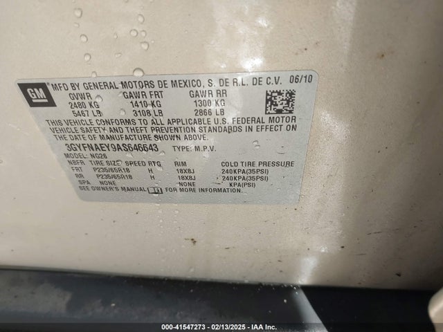 2010 CADILLAC SRX 3GYFNAEY9AS646643 Photo 8