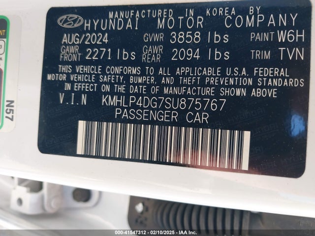 KMHLP4DG7SU875767 Hyundai Elantra Limited