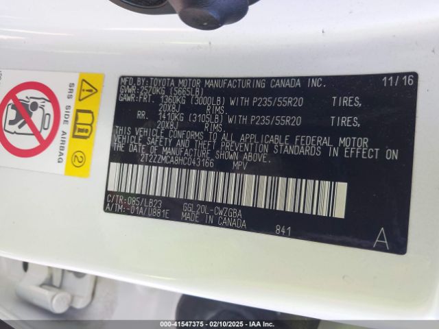 2T2ZZMCA8HC043166 Lexus RX 350