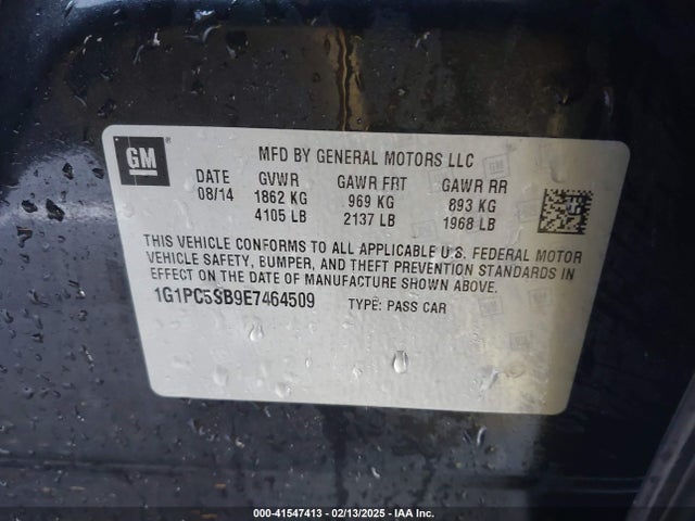 Chevrolet Cruze 1lt Auto 2014 1G1PC5SB9E7464509 Image 9