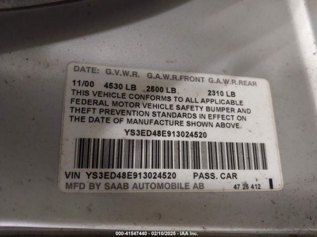 2001 SAAB 9-5 YS3ED48E913024520 Photo 8