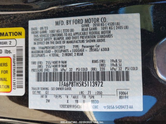 2024 FORD MUSTANG 1FA6P8TH5R5113972 Photo 8