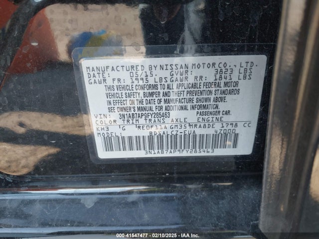 Nissan SENTRA S 2015 3N1AB7AP9FY285463 Image 9