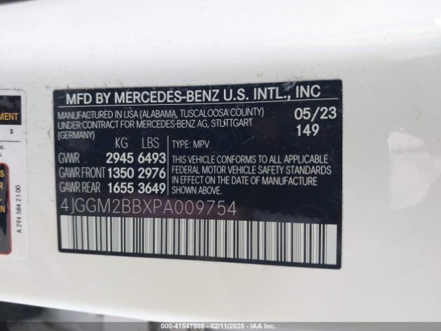 4JGGM2BBXPA009754 Mercedes-Benz Eqe 350+ Suv