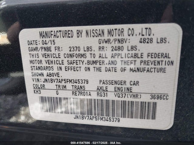 2015 INFINITI Q50 JN1BV7AP5FM345379 Photo 8
