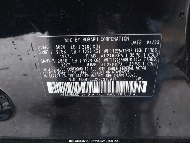 Subaru Outback Onyx Edition Xt 2023 4S4BTGLDXP3212917 Image 9