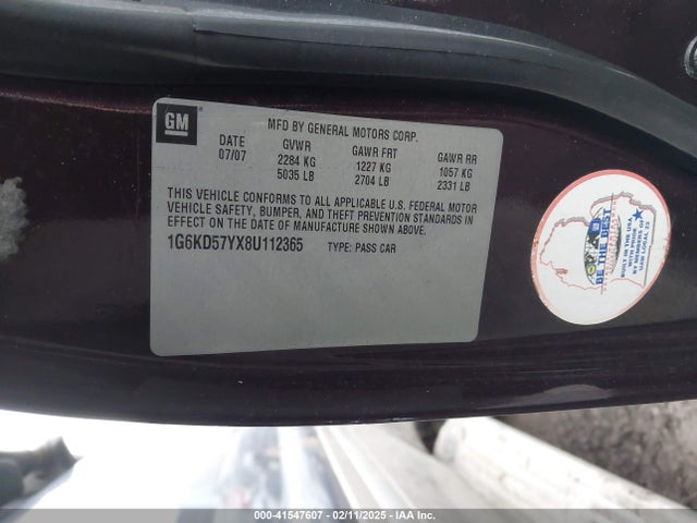 2008 CADILLAC DTS 1G6KD57YX8U112365 Photo 8