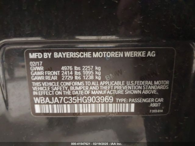 2017 BMW 530I WBAJA7C35HG903969 Photo 8