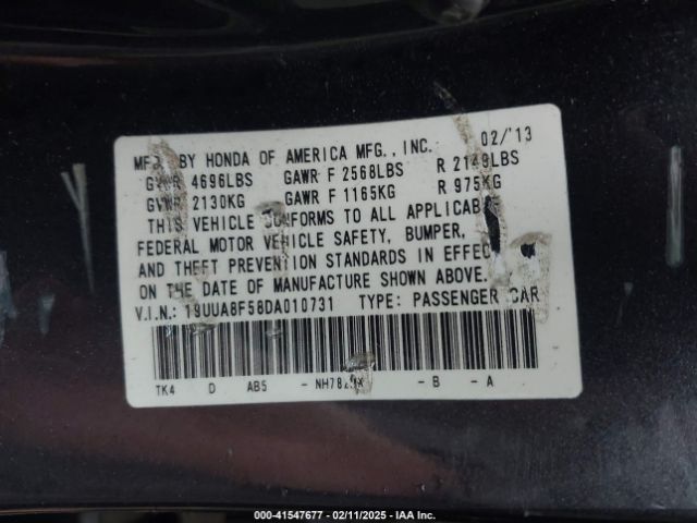 2013 ACURA TL 19UUA8F58DA010731 Photo 8