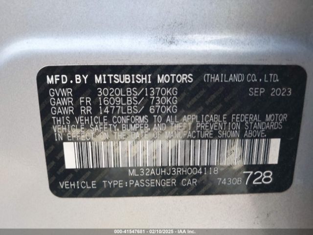 2024 MITSUBISHI MIRAGE ML32AUHJ3RH004118 Photo 8