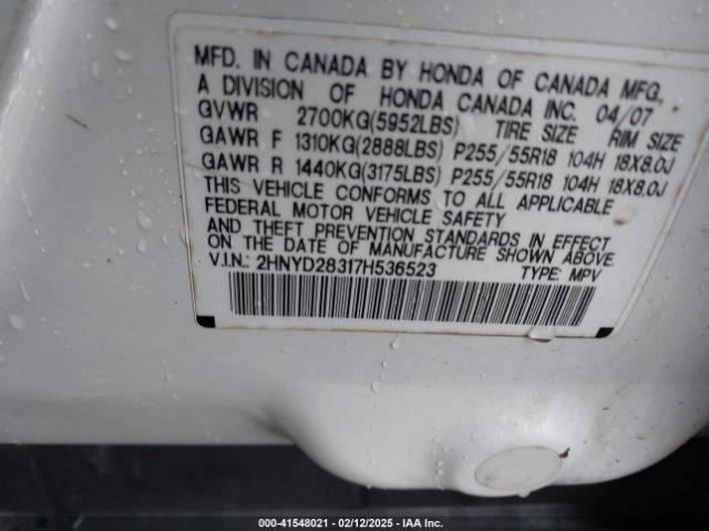2007 ACURA MDX 2HNYD28317H536523 Photo 8