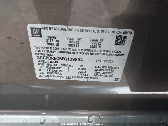 3GCPCREC6FG129894 Chevrolet Silverado 1500 1lt