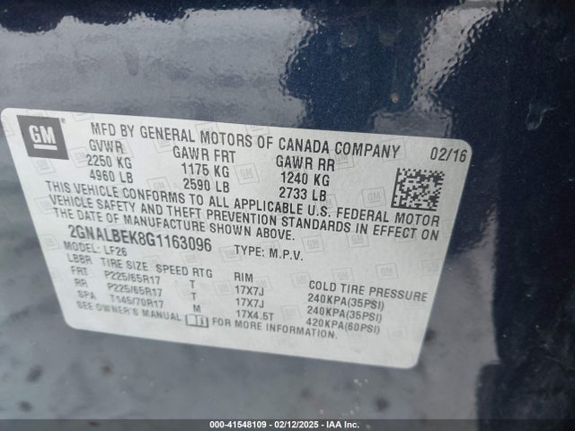 Chevrolet EQUINOX LS 2016 2GNALBEK8G1163096 Image 9