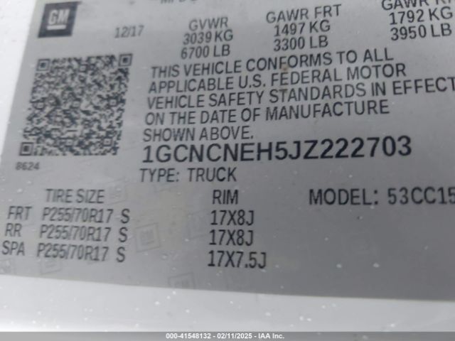 1GCNCNEH5JZ222703 Chevrolet Silverado 1500 Wt