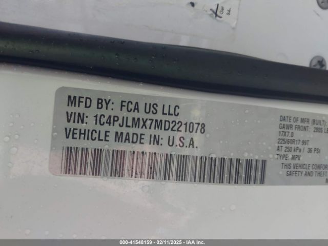 1C4PJLMX7MD221078 Jeep Cherokee Latitude Lux Fwd