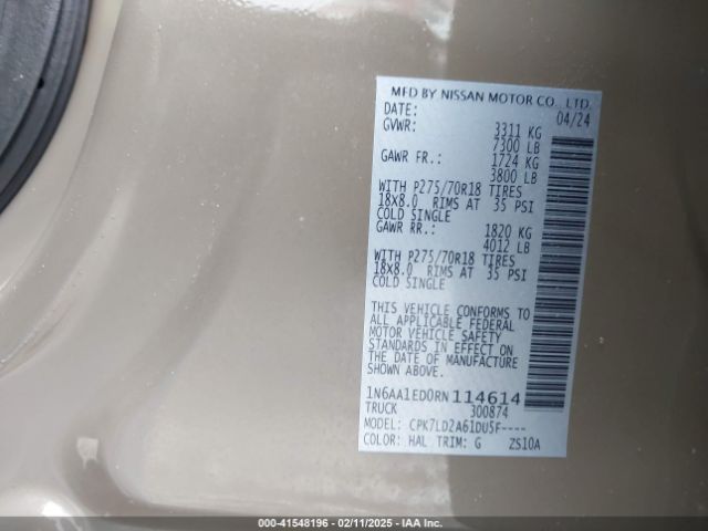 1N6AA1ED0RN114614 Nissan Titan Pro-4x 4x4