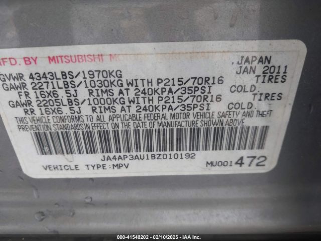 2011 MITSUBISHI OUTLANDER SPORT JA4AP3AU1BZ010192 Photo 8