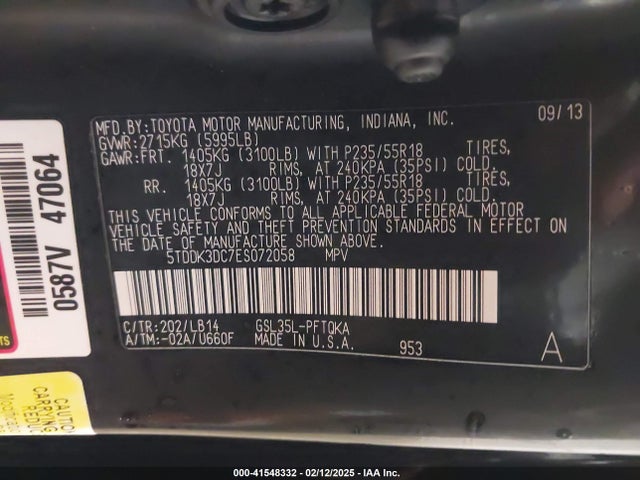 Toyota Sienna Xle/limited 2014 5TDDK3DC7ES072058 Image 9