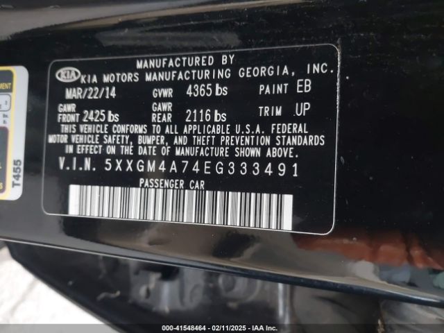 5XXGM4A74EG333491 KIA Optima Lx