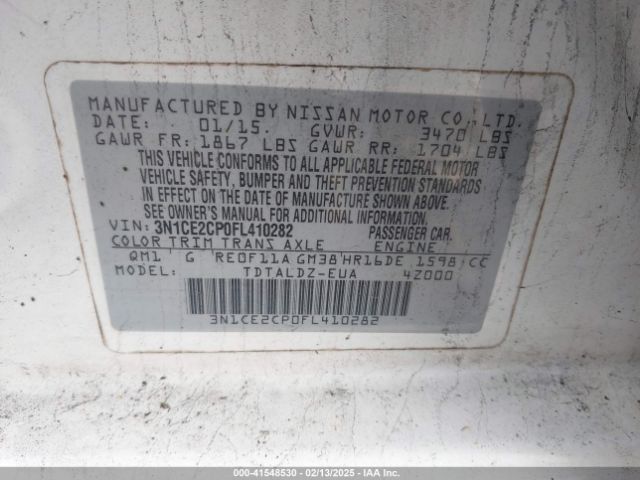 3N1CE2CP0FL410282 Nissan Versa Note S (sr)/s Plus/sl/sr/sv