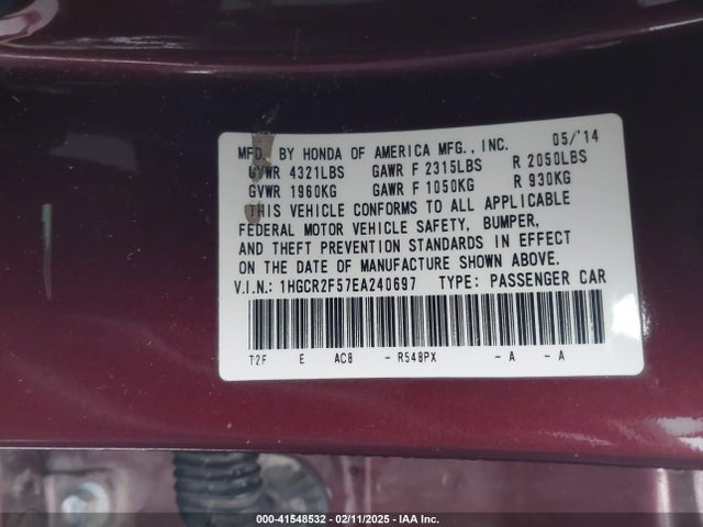 Honda Accord Sport 2014 1HGCR2F57EA240697 Image 9