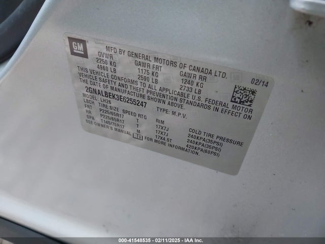 2GNALBEK3E6255247 Chevrolet EQUINOX 1LT