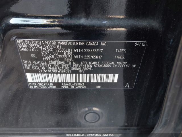 2T3WFREV0FW184023 Toyota Rav4 Xle