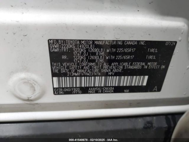 2T3MWRFV7RW231414 Toyota Rav4 Hybrid Le