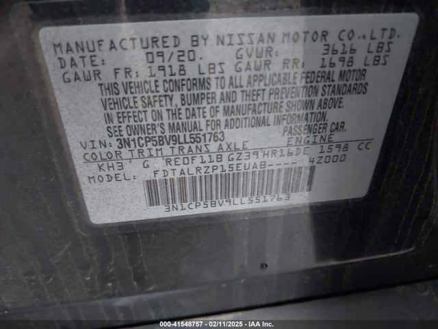 3N1CP5BV9LL551763 Nissan Kicks S Xtronic Cvt