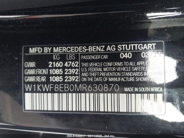 W1KWF8EB0MR630870 Mercedes-Benz C 300 4matic