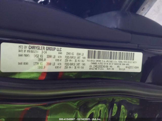 1C4RDJDG3EC481490 Dodge DURANGO LIMITED