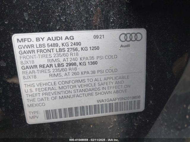 2022 AUDI Q5 WA1GAAFY0N2019698 Photo 8