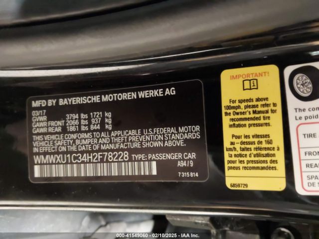 WMWXU1C34H2F78228 Mini Hardtop Cooper