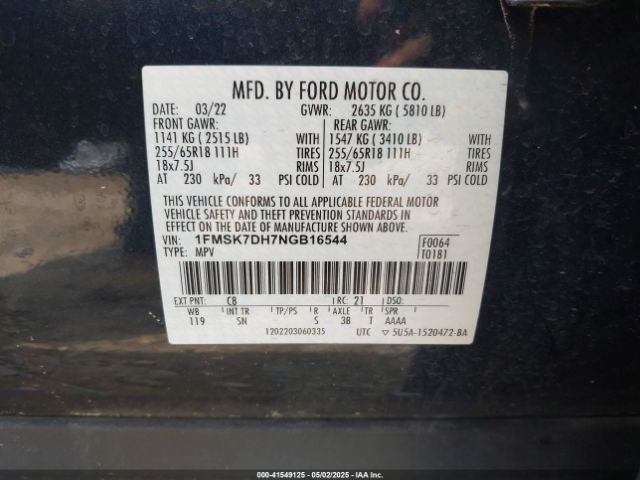 2022 FORD EXPLORER 1FMSK7DH7NGB16544 Photo 8