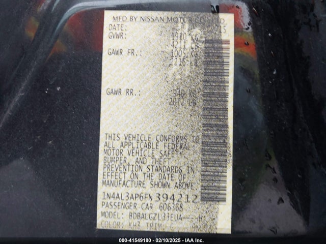 1N4AL3AP6FN394212 Nissan Altima 2.5 S